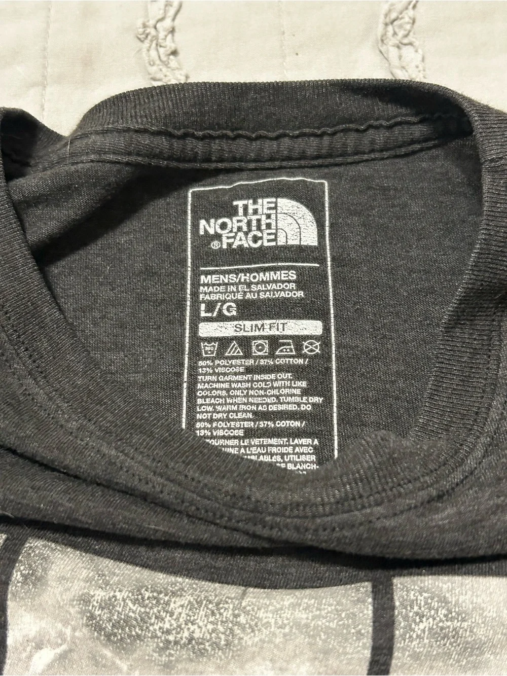 The North Face Charcoal Short-Sleeve Graphic Tee with Red Logo